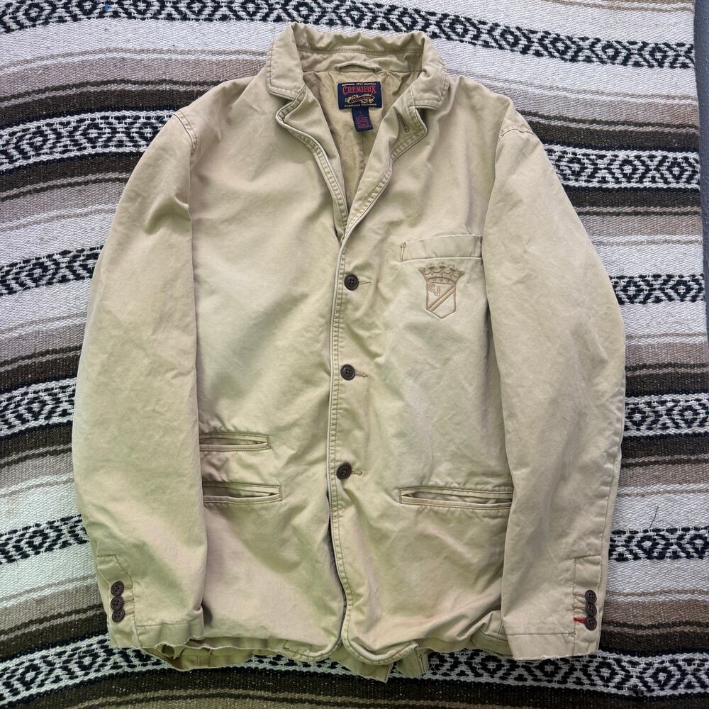 Men's Vintage Cremieux Tan Brown Cotton Blazer Sports Chore Coat Jacket Sz Large